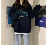 Fongt Hoodie Female Fall 2024 New Korean Letter Print Thin Student Versatile Loose Jacket Coat