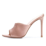 Women's Fashion Hot Selling Large Size Rose Red Black Nude PU Sardine Thin High Heels Muller Drag E-Commerce Merchant Eb-Outfit