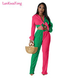 Loose Casual Women's Set Colored Toothpick Cloth Striped Long Sleeve Shirt Top Elastic Straight Leg Pants 2 Piece Set-Outfit