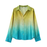 Fongt Summer Tie-Dye Silk-Stained Shirt Trousers Set