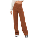 Trousers High Waist Pocket Wide Leg