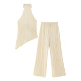 New Autumn Style Asymmetrical Neck Top 0219810 Pleated Trousers 0219811-Outfit