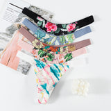 Ice Silk Scarless Thongs Women Print Low-Waist Sexy T-Sants Hot Seduction Yoga Invisible Trousers