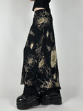 Fongt Sen Huahua Print Low-Rise Thin Half-Dress Babes Babes Babes Babes Thorny A-Word Long Skirt