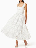Fongt Elegant Style Dress Woman 2025 Summer New Fashion Lace Flower Stitching Design Sling