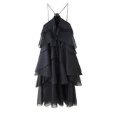 Fongt Women's Summer New French Fashion Temperament Three-Dimensional Flower Cascade Decorative Sling Dress