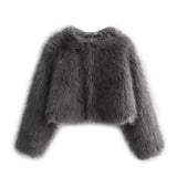 Fongt Winter Women's Artificial Fur Effect Short Jacket Coat-Outfit