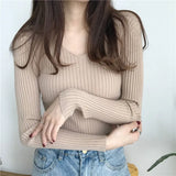 Fongt Long Sleeves Of The Jacket Lady With A Sweater In The Women's Autumn And Winter Blouse Multi-Colored Knitted
