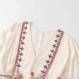 Fongt Women's Clothing 2025 Summer New Splicing Embroidery Short Dress