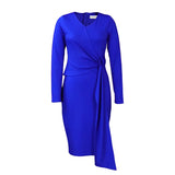 Fongt Women's Autumn Fashion Large-Size V-Neck Long-Sleeved Temperament Pencil Skirt Dress