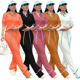 Fongt New Women's Casual Knit Wide-Leg Pants Suit-Outfit