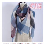 Designer Fashion Pink Scarf Soft Cashmere Acrylic Warp Square Oversize Shawl For Women Winter Plaid