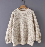 Women Turtleneck Leopard Knitted Aesthetic Sweater Women Winter Thick Female Pullovers Casual Tops Oversized