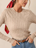 Fongt And Winter Women's Elegant Round-Neck Linen Pattern Jersey Inside The Top Wear