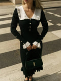 Pan Collar Ribbed Midi