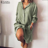 2022 ZANZEA Women's Blouse Casual Shirt Vestidos Fashion Button Long Sleeve Shirts Female Lapel Work Blusa Tunic