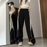 Contrasting Straight Leg Sweatpants-Outfit