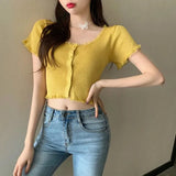 Fongt Salt Gentle Lace Short-Sleeved T-Shirt Knit New Comfortable Small High-Waist Short