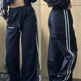 Piping Detail Baggy Sweatpants-Outfit