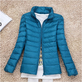 Large Size Plus Fat Down Jacket Female Light Korean Version Fashion Standing Collar Short Fat MM White Duck Down Coat Tide-Outfit