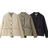 Fongt Women's Exploding Quilt Button Cotton Suit Fashion Comfortable Retro Casual Jacket Jacket