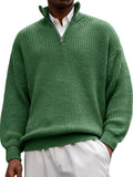 Fongt New Fashion Men's Sweater Casual Long Sleeve Half Zipper Collar Polo Shirt Top Men