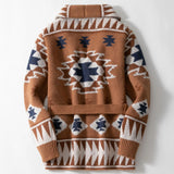 Fongt Men's Heavy Industry Plus Flower Sweater Autumn And Winter Thick Cardigan With Knit Coat