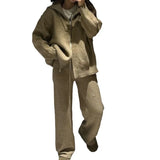 Fongt The Autumn Of 2025, The New Explosive Collar Solid Color Knitted Shirt Thick Pants Suit For Women