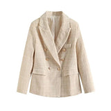 Fongt Women's 4 Color Texture Double Buckle Long Blazer Women K2 New Autumn