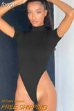 Bodysuit Top Women Solid Khaki Black Body Short Sleeve T Shirt Summer Clothes Patchwork Streetwear Beach Mesh