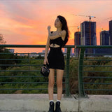 Sling V-neck Halter Sexy Hollow Slim Fit Hip Dress-Outfit