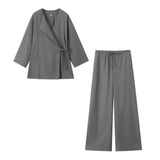 Spring Kimono Cross Coat 6078572 Casual Pants 5057572-Outfit