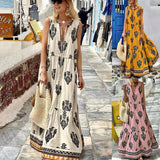 Fongt Spot Women's Wear 2024 Summer New Temperament Sleeveless Medium-Long Bohemian Print Dress-Outfit