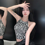 Stripe Backless Top Summer American Style Women's Camisole Short-Outfit