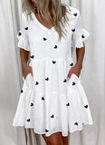 Regular Sleeve Fashion Short Printed Ruffle Pocket