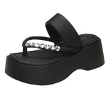Fongt Bottom Slippers Women Wear Summer 2025 Summer New Water Drill Angle Flip-Flops With Skirt Beautiful Beach Shoes