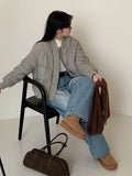 Baseball Collar 90 White Duck Down Down Jacket Women's Short 2024 Winter Fashion Knit Stitching Puffs Feel Bread Clothes Tide-Outfit