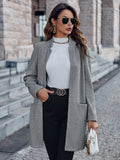 Fongt Winter New 2024 Women's Fashion Cardigan Standing Collar Solid Color Versatile Medium Coat-Outfit