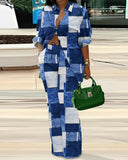New Women's Fashion And Leisure Printed Long-Sleeved Trousers Suit-Outfit