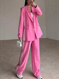 Fongt Fashion Striped Print Suit Wide Leg Pants Temperament Suit Female 3036