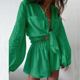 Fongt Women's Casual Fashion Sleek Sleeker Shorts Shirt Set In Summer 2025