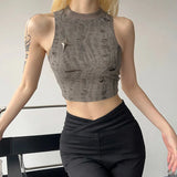 2024 Summer New Women's Fashion Trend Round-Neck Sleeveless Closed Umbilical Pocket