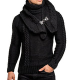 Fongt New Wish Men's Long Sleeve Scarf Can Be Dismantled Slim Jumper Knit Sweater