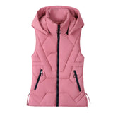 2023 New Down Cotton Vest Autumn And Winter Short Cotton-Padded Jacket Winter Horse Clip Can Take Off The Hat Vest Female Pure Color Vest-Outfit