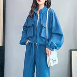 Fongt Casual Sports Suit Female 2024 Spring And Autumn New Pure Color All-Match Loose Skinny Pants Two Sets Of Female Tide-Outfit