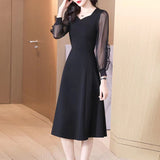 2023 New Women's Spring Black Dress High-End Atmosphere Slim Retro Hepburn Style Little Black Dress Early Spring-Outfit