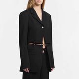 Fongt Women's Wear Autumn 2024 New Woven Stitching Hollow Out Light Luxury Style Short Suit Jacket-Outfit