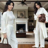 Fongt 2025 New Women's Round-Neck Long-Sleeved Broad-Legged Trouser Commuting Suit