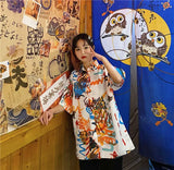 Shirt blusas Female ulzzang short sleeve women blouse 2021 summer oversized gothic printing blouses Korean womens