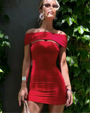 Slash Neck Bodycon Mini Dress-Outfit